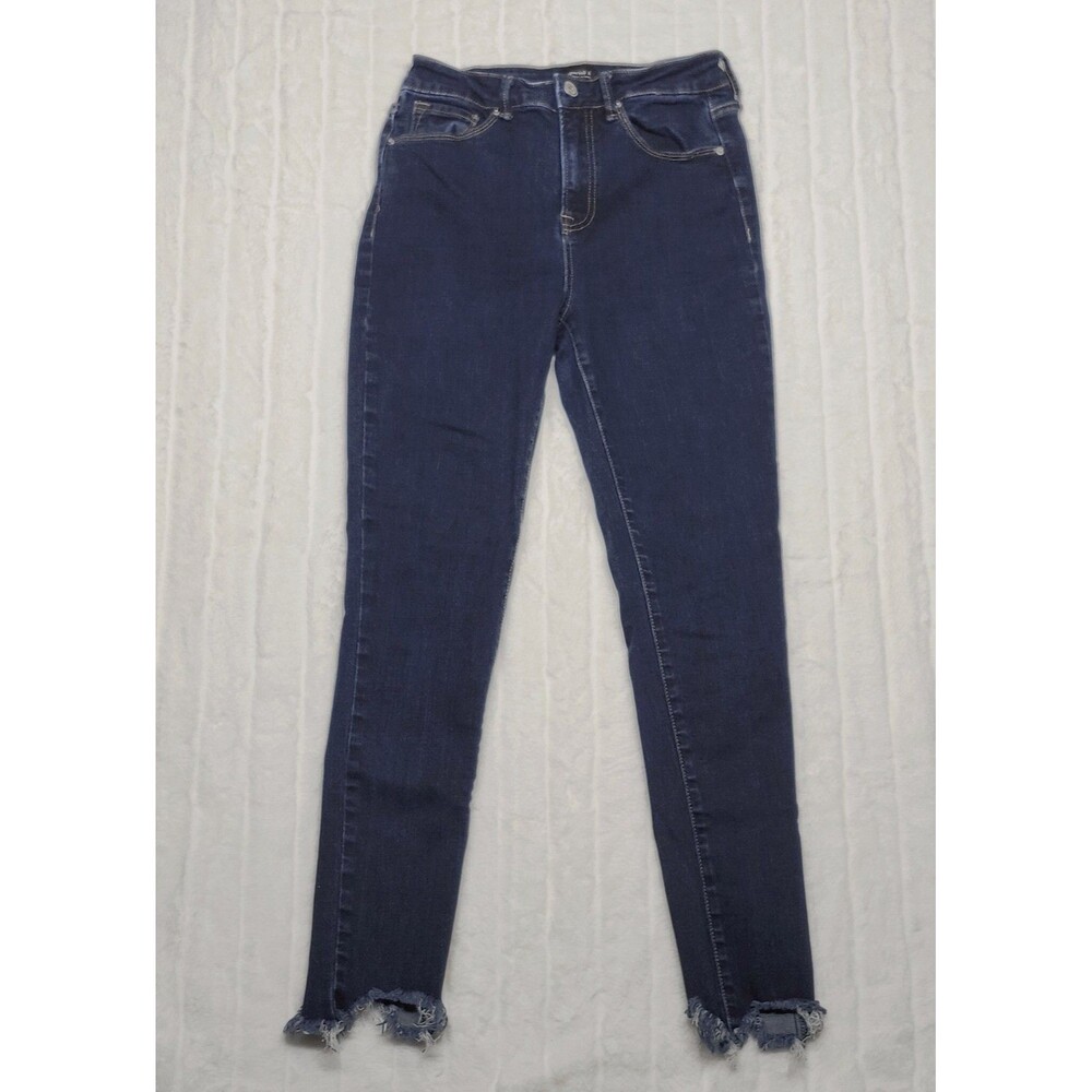 Special A Women's Dark Wash High Rise Skinny Jeans Size 5 Frayed Hem Stretch
